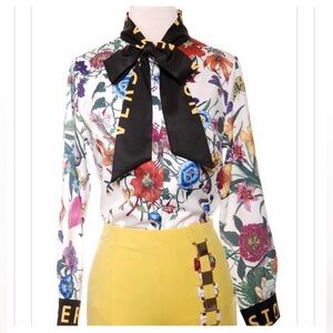 CYYC | Tie my bow button-up floral blouse